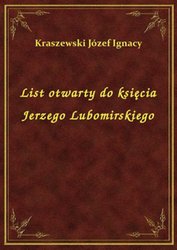 : List otwarty do księcia Jerzego Lubomirskiego - ebook
